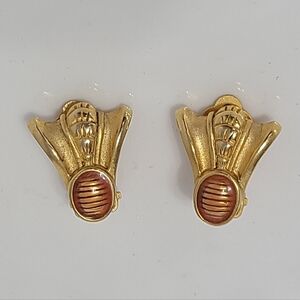Vintage Gold Tone Costume Jewellery Bee Clip On Stud Earrings